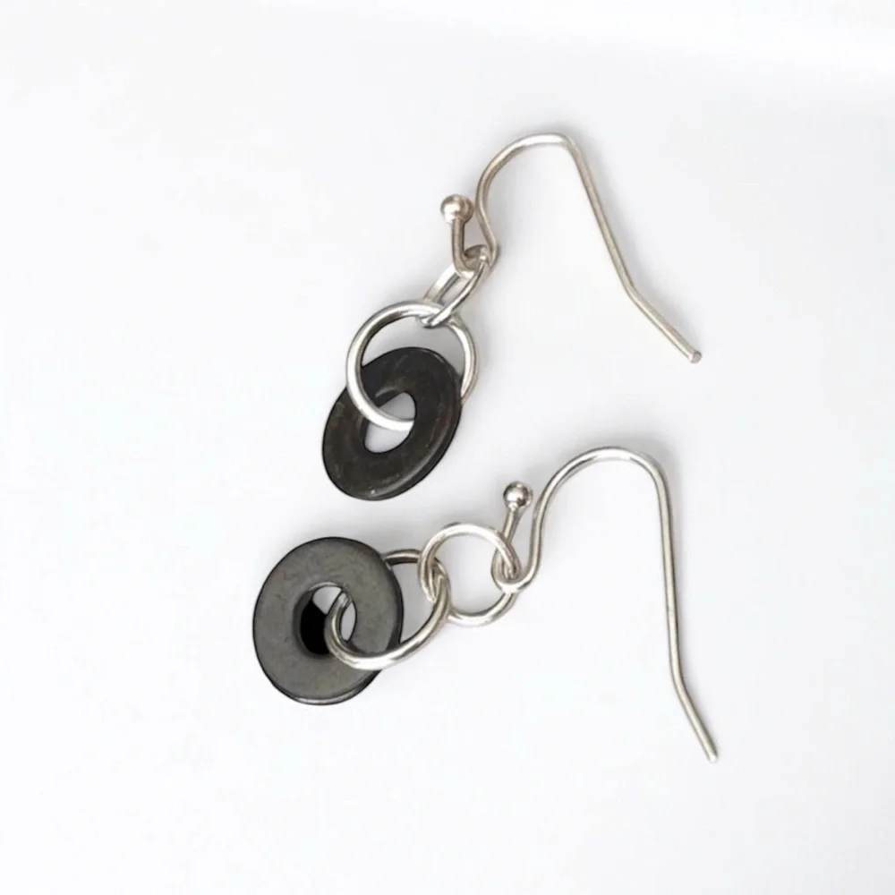5 For $25💫Alternative Faded Black Hardware Washer Dangles Earrings